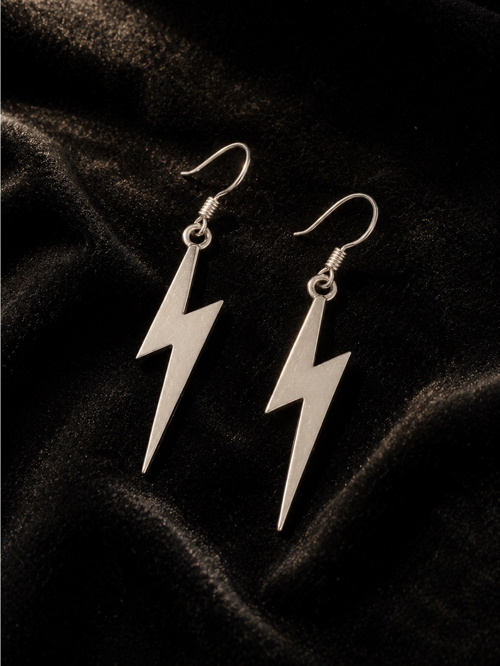 New 925 Sterling Silver Lightning Bolt Dangle Earrings Y2K Punk